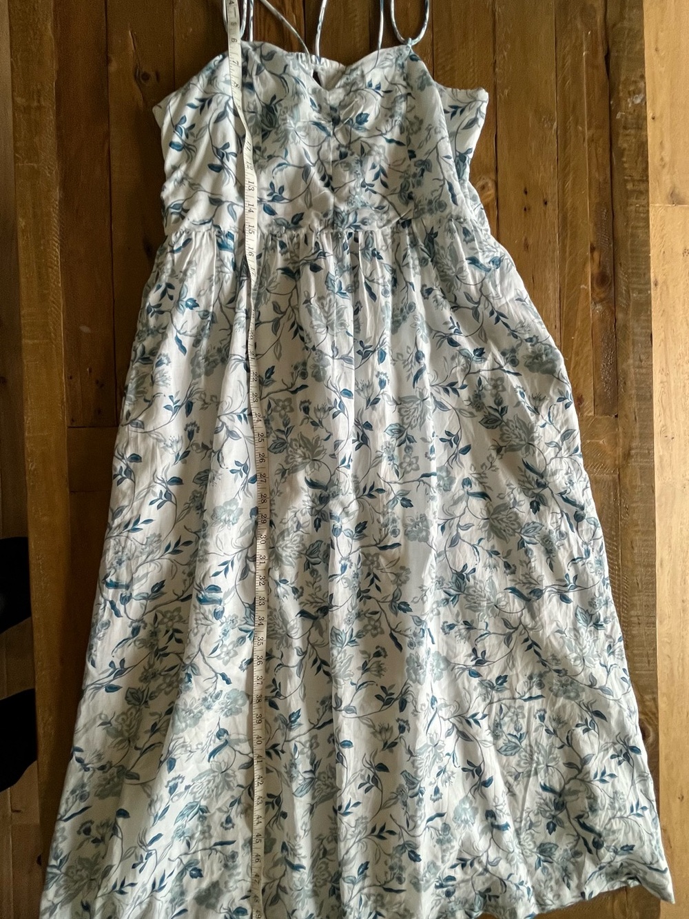 Joie Floral Cottagecore Prairie Maxi Dress Blue White Spaghetti Straps US 12 - Picture 7 of 16